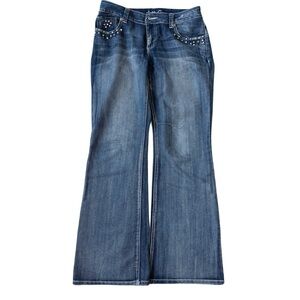 INC- Curvy Boot Leg Blue Jeans with Studs-size 6
